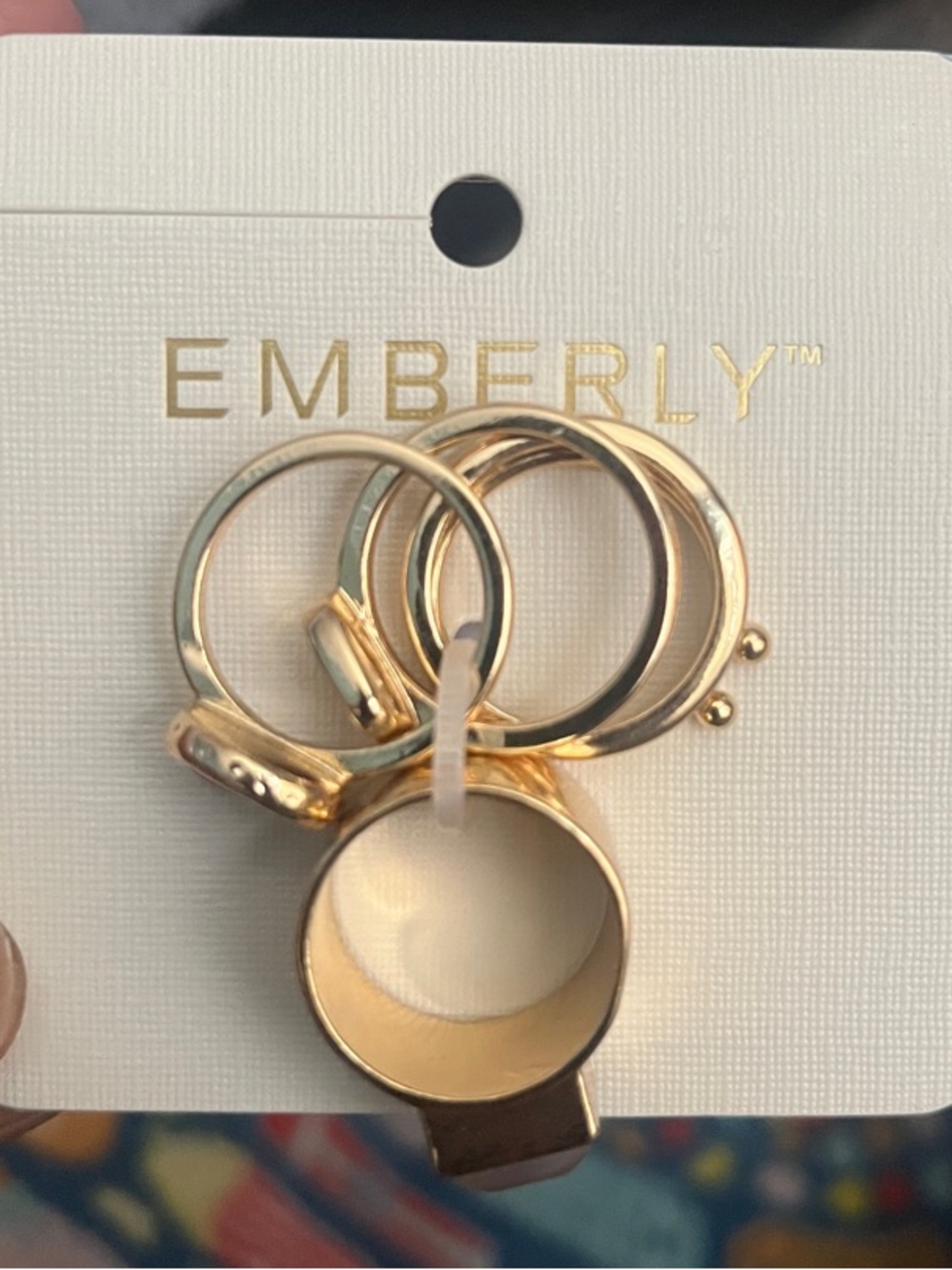 Gold-Tone Stacking Ring Set with Statement Ring